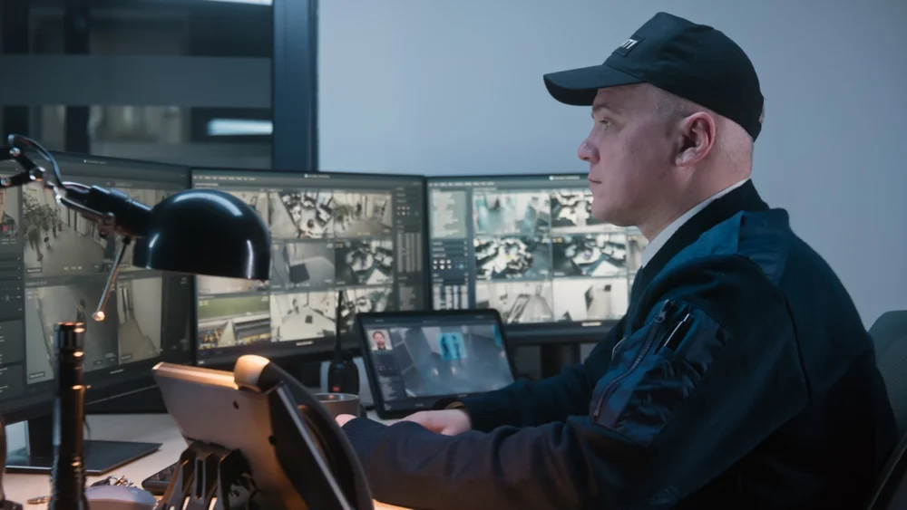 security guard at monitor
