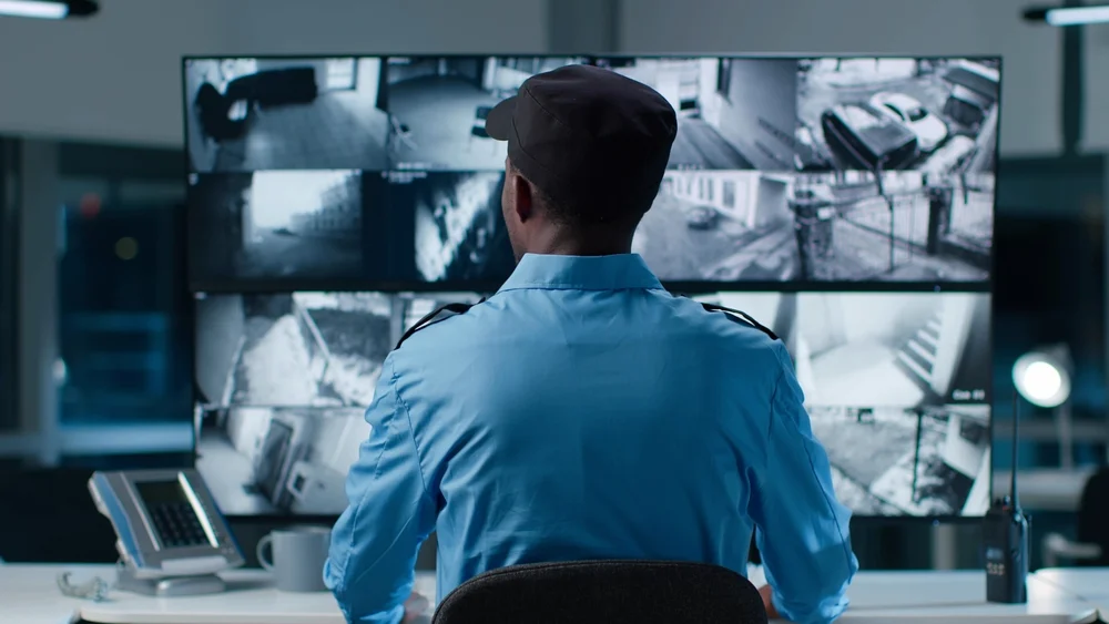 security guard at monitor