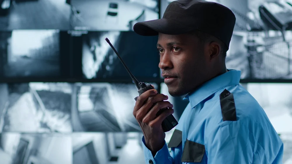 security guard at monitor