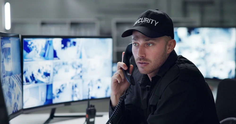 security guard at monitor